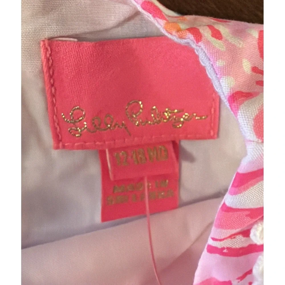Lilly Pulitzer Pink Isle Snappy Turtle Cotton Shift Dress Size 12-18 Months NWT